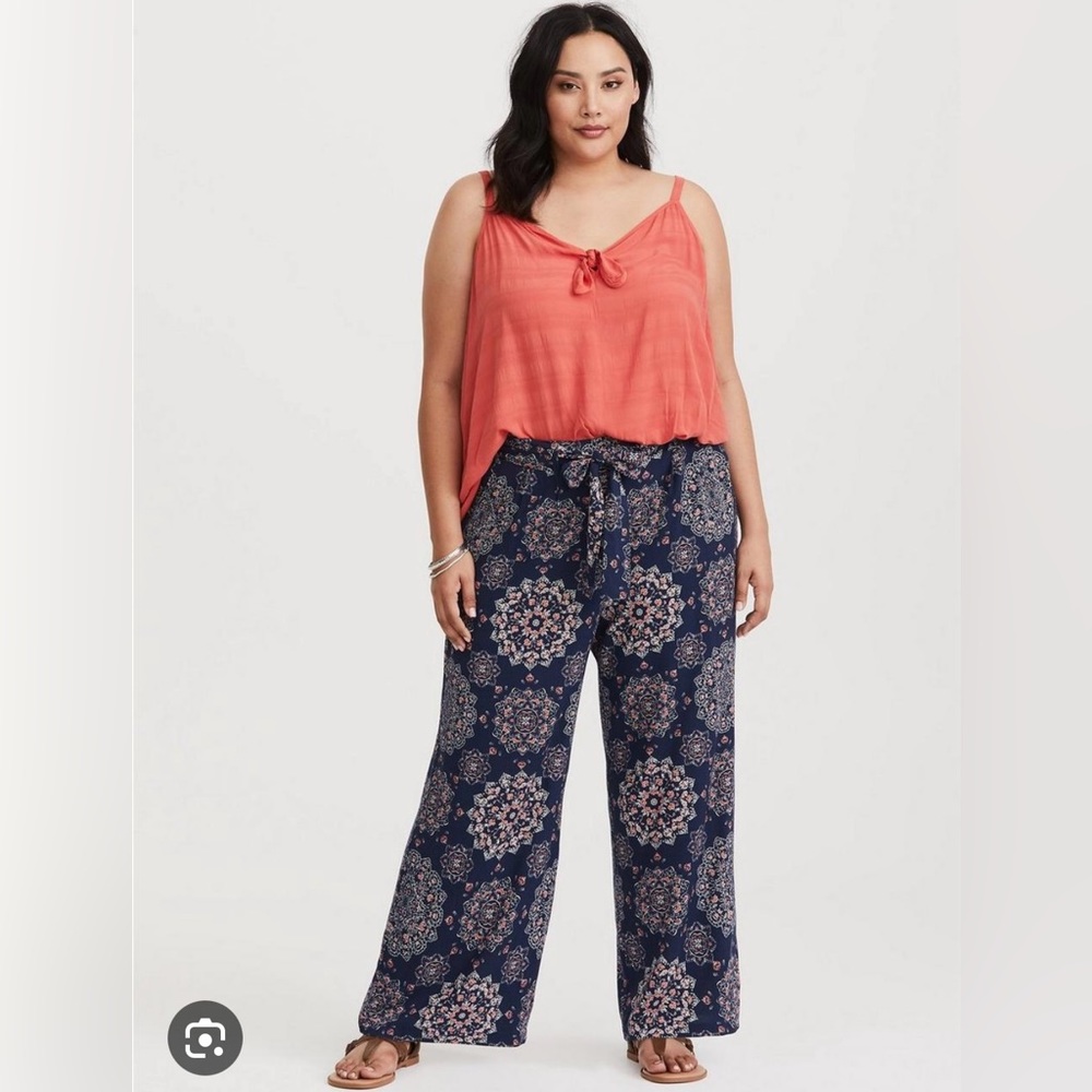 Torrid navy and orange Mandala Pants.